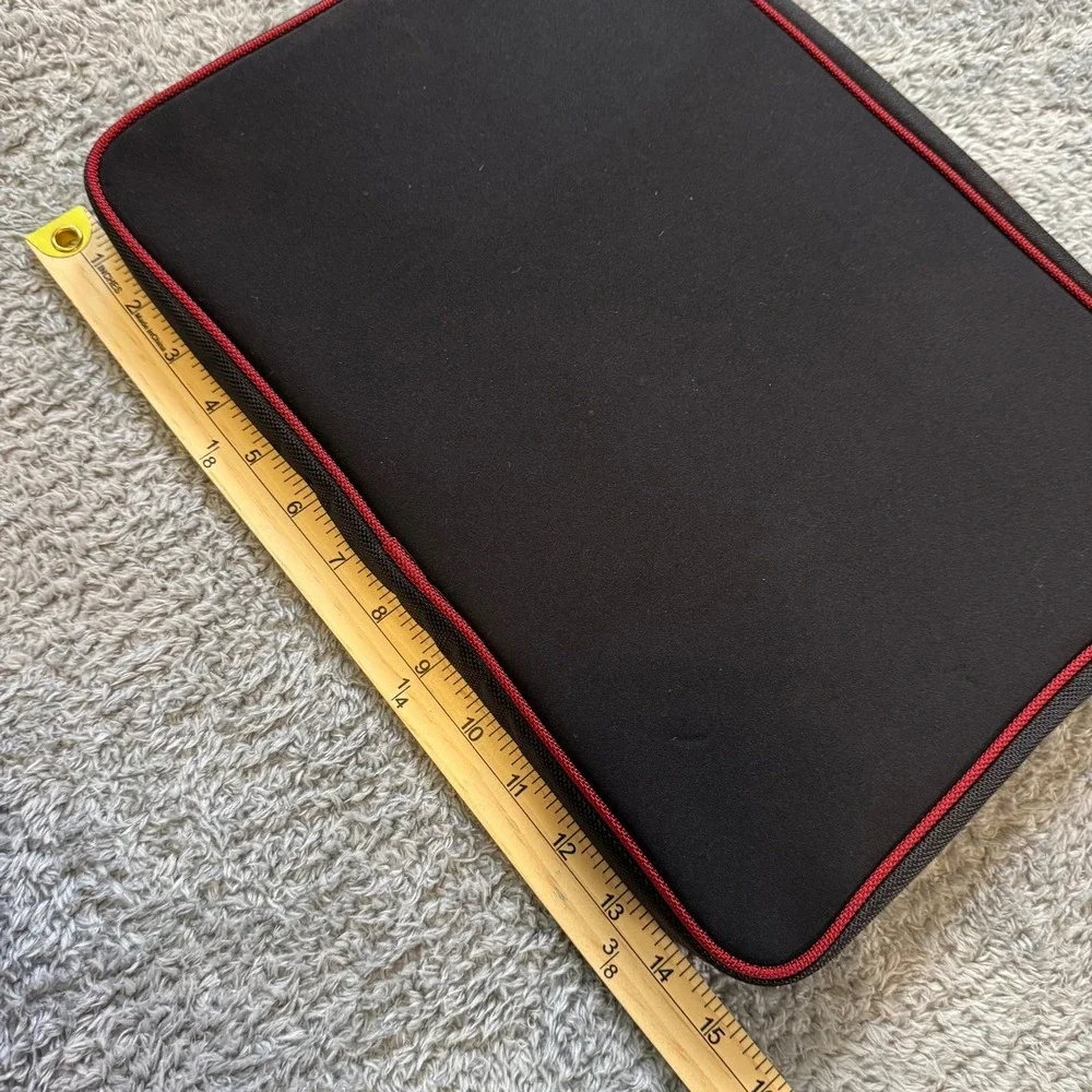 HP Laptop Sleeve Case 15 Inch Black Red Neoprene Zipper Front Pocket
